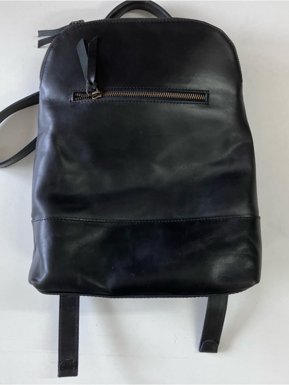 Able black leather purse back pack style handmade—thick leather